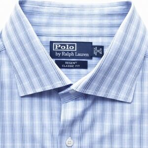 Polo Ralph Lauren Regent Classic Fit Blue Gingham Checkered Dress Shirt 16 32/33